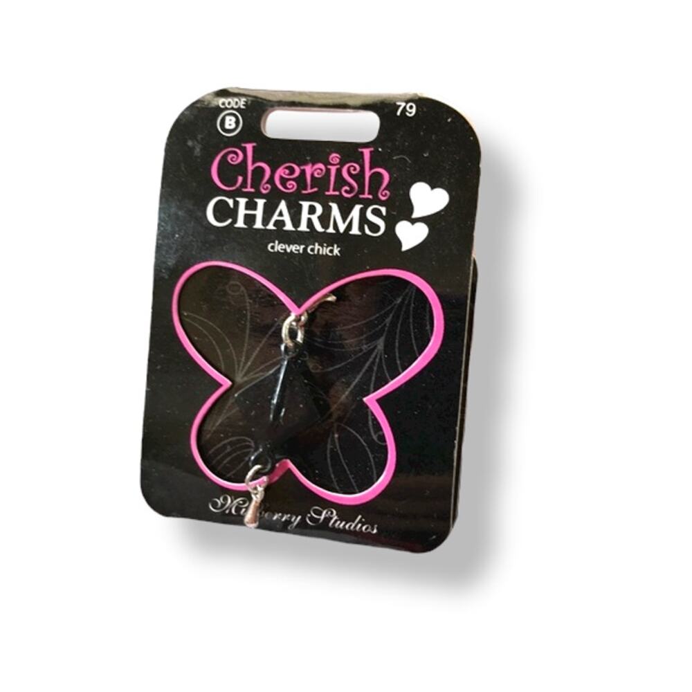 Cherish Charms CLEVER CHICK Graduation Cap Charm‎ Black NEW NWT